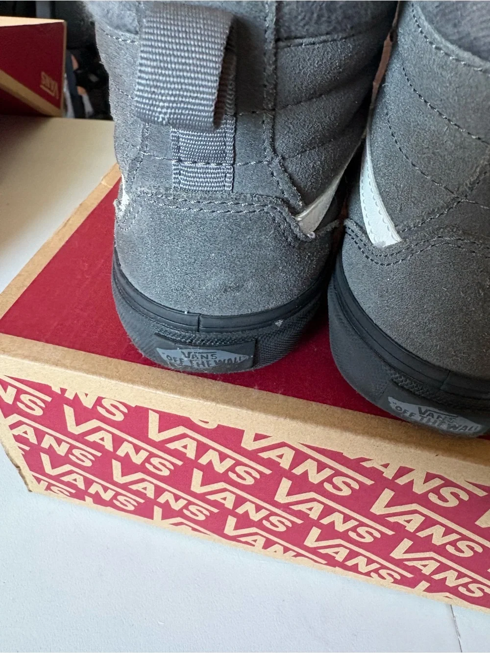 Vans Kids Gray High-Top Sneakers with White Side Stripe
